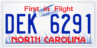 NC license plate DEK6291