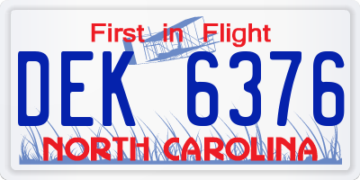 NC license plate DEK6376