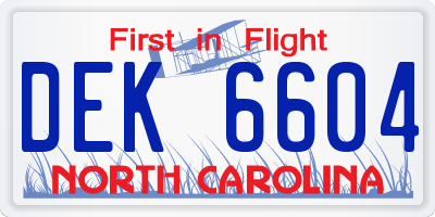 NC license plate DEK6604