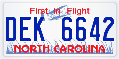 NC license plate DEK6642