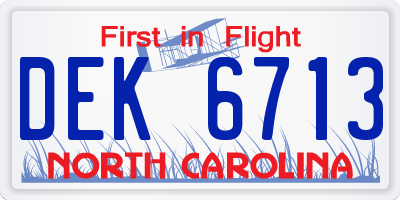 NC license plate DEK6713