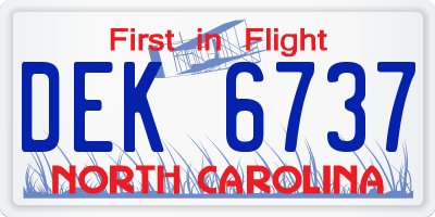 NC license plate DEK6737