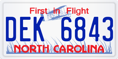 NC license plate DEK6843