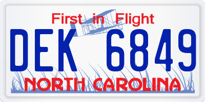 NC license plate DEK6849