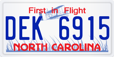 NC license plate DEK6915