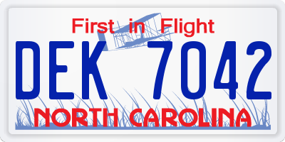 NC license plate DEK7042