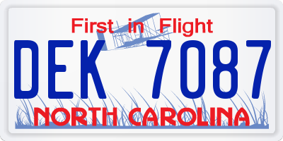 NC license plate DEK7087