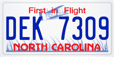 NC license plate DEK7309