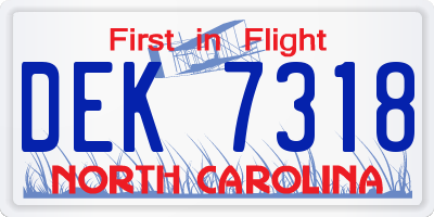 NC license plate DEK7318