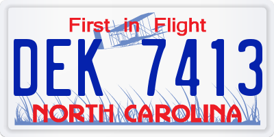 NC license plate DEK7413