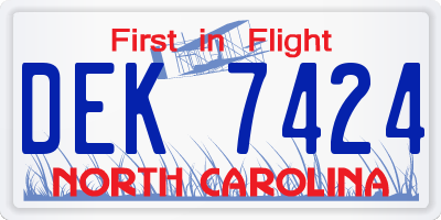 NC license plate DEK7424