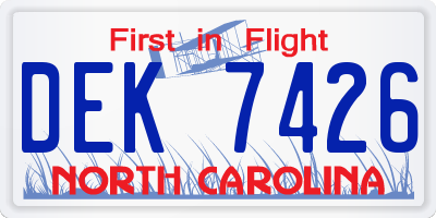 NC license plate DEK7426