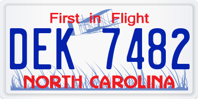 NC license plate DEK7482