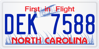 NC license plate DEK7588