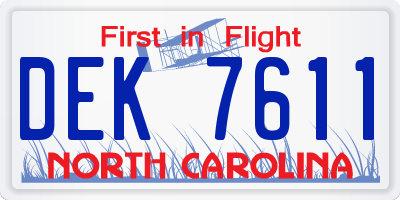 NC license plate DEK7611