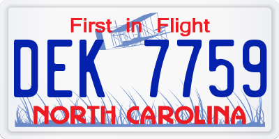 NC license plate DEK7759