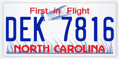 NC license plate DEK7816