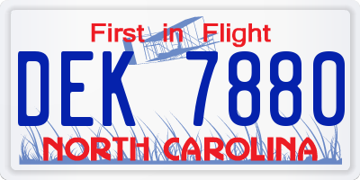 NC license plate DEK7880