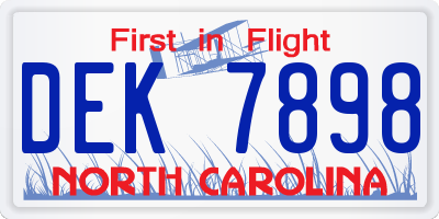 NC license plate DEK7898