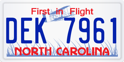 NC license plate DEK7961