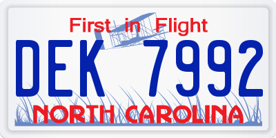 NC license plate DEK7992