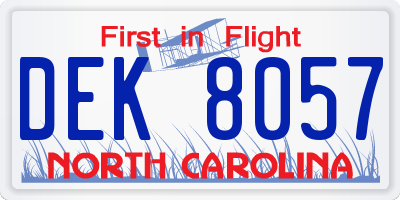 NC license plate DEK8057
