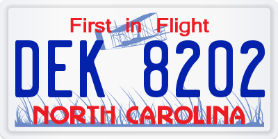 NC license plate DEK8202