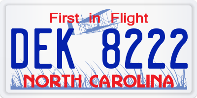 NC license plate DEK8222
