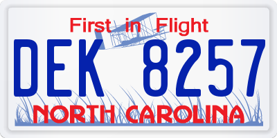 NC license plate DEK8257