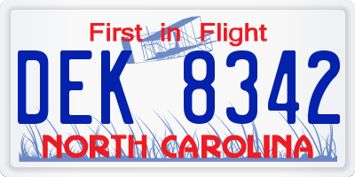 NC license plate DEK8342