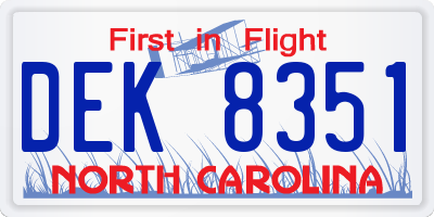 NC license plate DEK8351