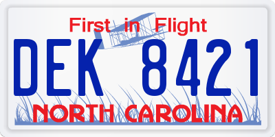 NC license plate DEK8421