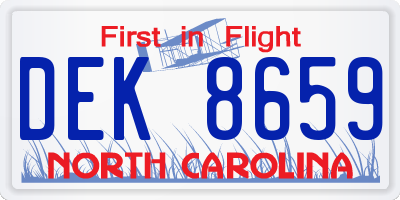 NC license plate DEK8659