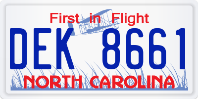 NC license plate DEK8661