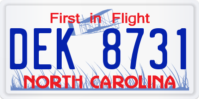 NC license plate DEK8731