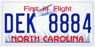 NC license plate DEK8884