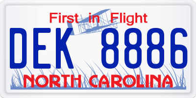 NC license plate DEK8886
