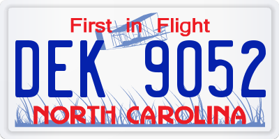 NC license plate DEK9052