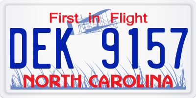 NC license plate DEK9157