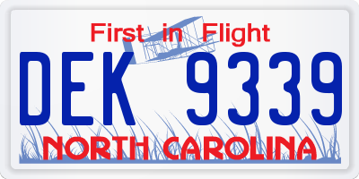 NC license plate DEK9339