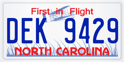 NC license plate DEK9429
