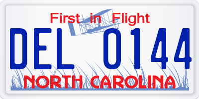 NC license plate DEL0144