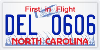 NC license plate DEL0606
