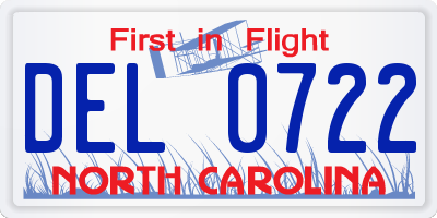 NC license plate DEL0722