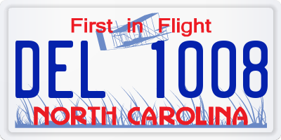 NC license plate DEL1008