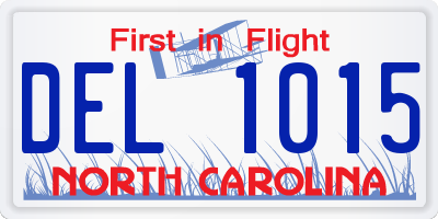 NC license plate DEL1015