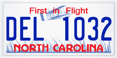 NC license plate DEL1032
