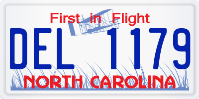 NC license plate DEL1179