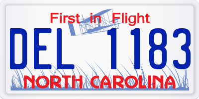 NC license plate DEL1183