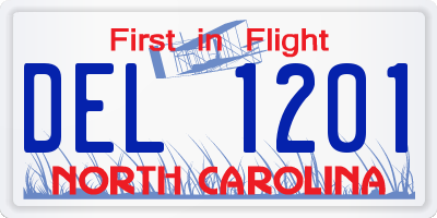 NC license plate DEL1201